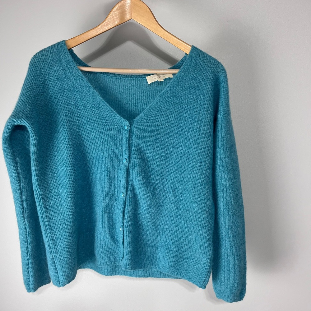 Sézane Barry V-Neck Button Mohair Blend Cardigan Sz X-Small Light Sage Solid